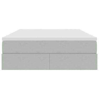 Opbergbed met matras met matras Lichtgrijs 140 x 200 cm Fluweel