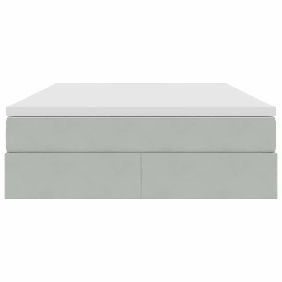 Opbergbed met matras met matras Lichtgrijs 140 x 200 cm Fluweel