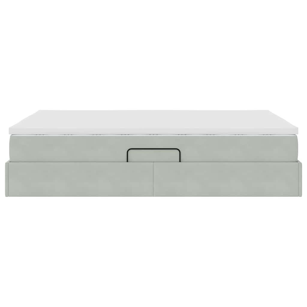 Opbergbed met matras met matras Lichtgrijs 140 x 200 cm Fluweel