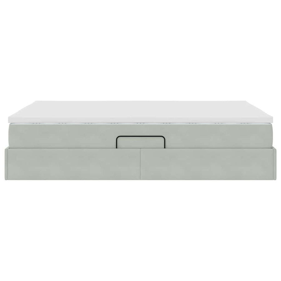 Opbergbed met matras met matras Lichtgrijs 140 x 200 cm Fluweel