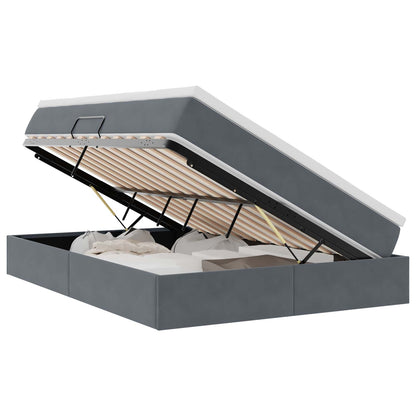 Opbergbed met matras Donkergrijs 140 x 200 cm Fluweel
