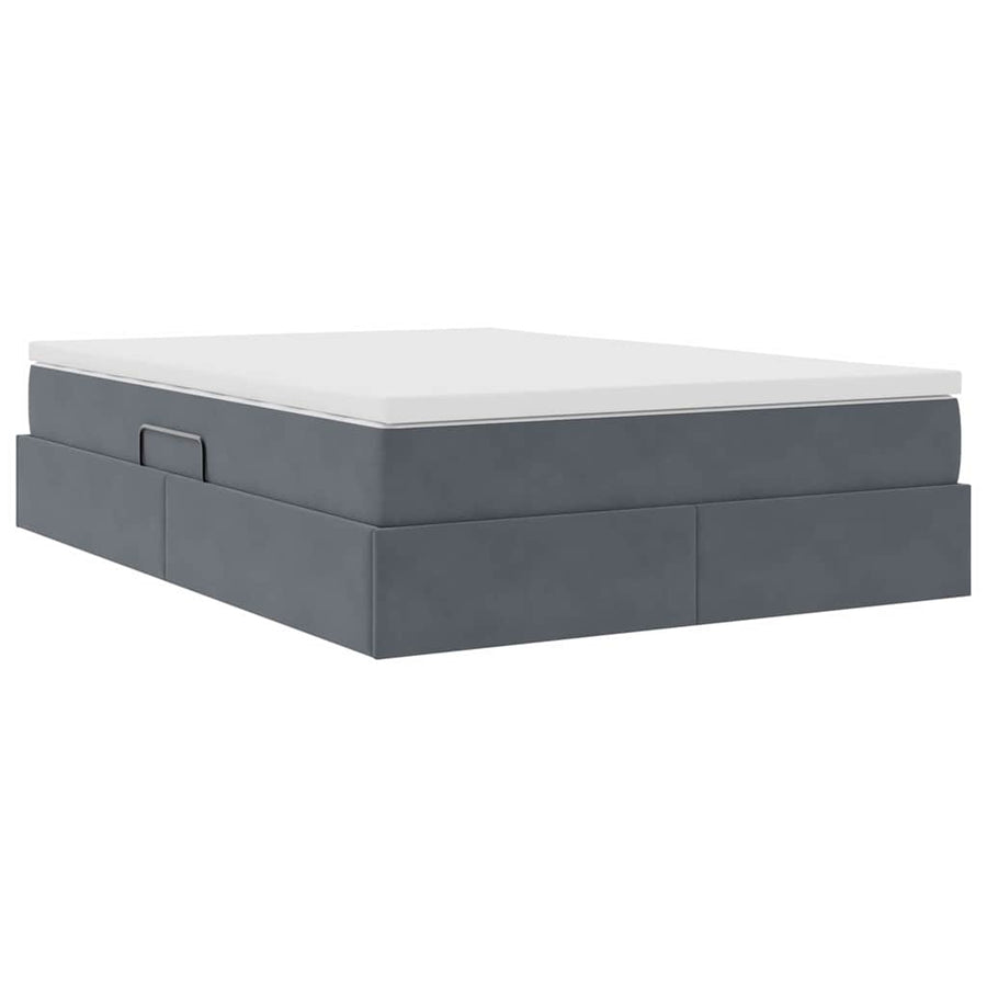 Opbergbed met matras Donkergrijs 140 x 200 cm Fluweel