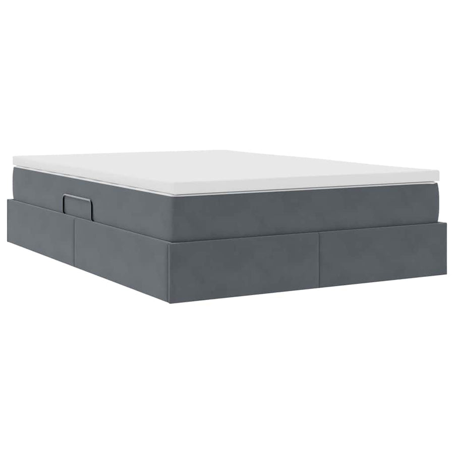 Opbergbed met matras Donkergrijs 140 x 200 cm Fluweel
