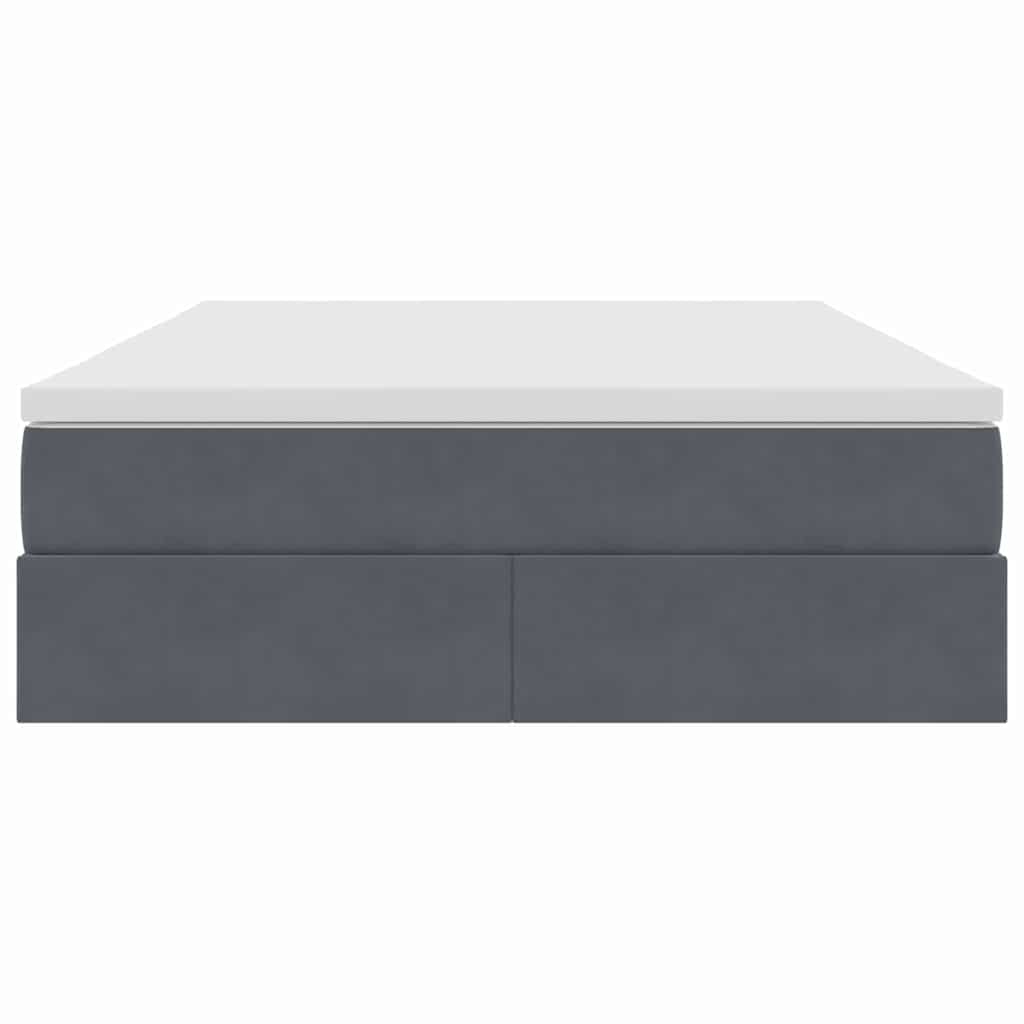 Opbergbed met matras Donkergrijs 140 x 200 cm Fluweel