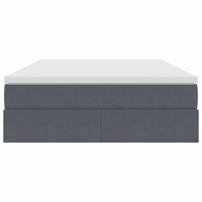 Opbergbed met matras Donkergrijs 140 x 200 cm Fluweel