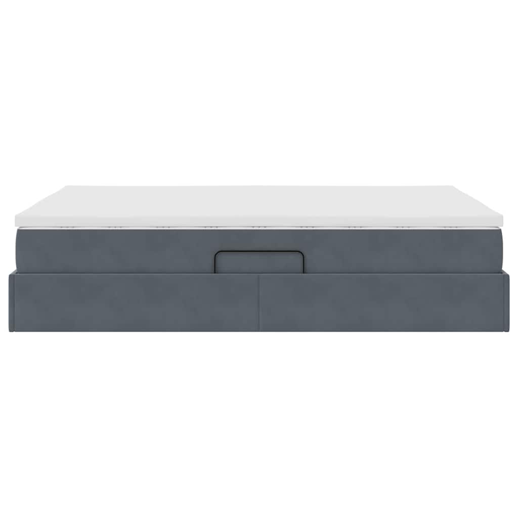 Opbergbed met matras Donkergrijs 140 x 200 cm Fluweel