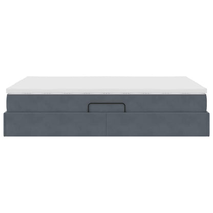 Opbergbed met matras Donkergrijs 140 x 200 cm Fluweel