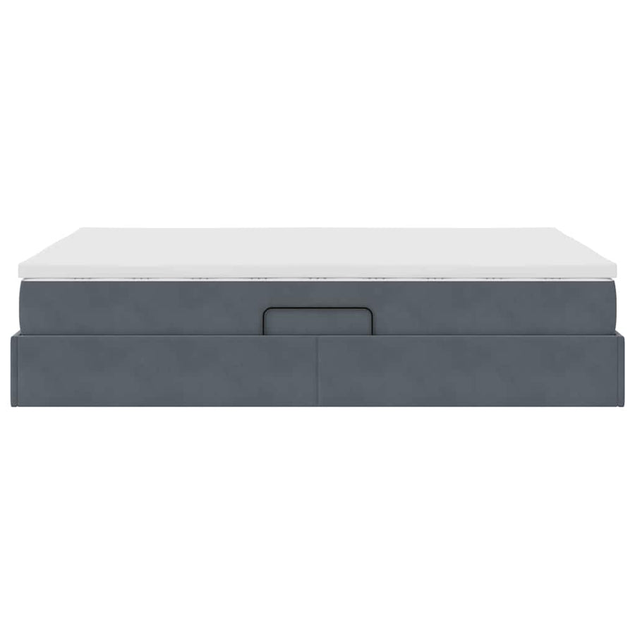 Opbergbed met matras Donkergrijs 140 x 200 cm Fluweel