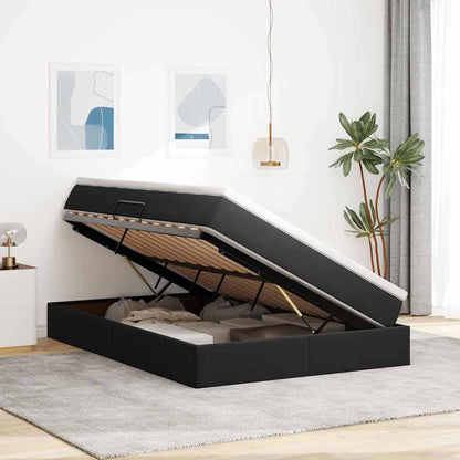 Opbergbed met matras met matras Zwart 140 x 200 cm Fluweel