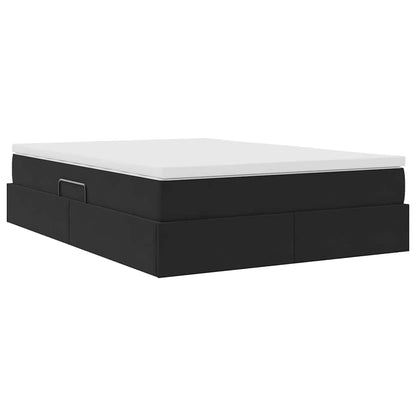 Opbergbed met matras met matras Zwart 140 x 200 cm Fluweel