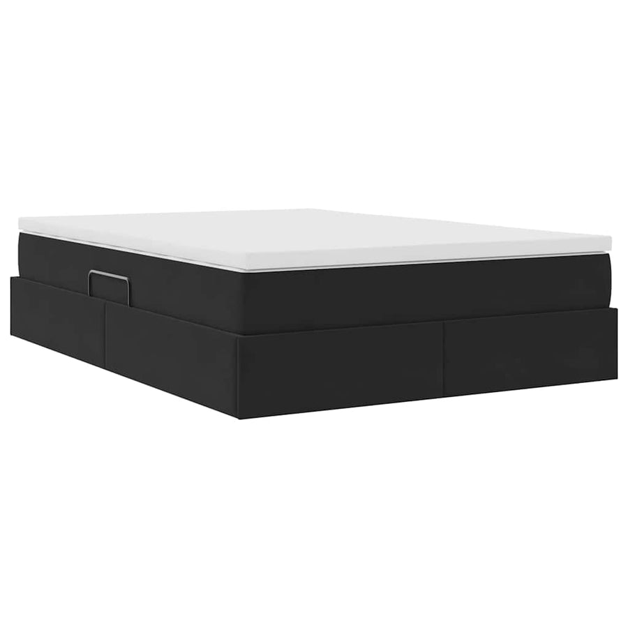 Opbergbed met matras met matras Zwart 140 x 200 cm Fluweel