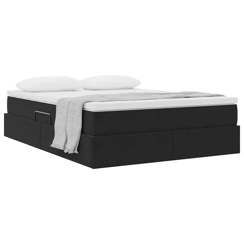 Opbergbed met matras met matras Zwart 140 x 200 cm Fluweel
