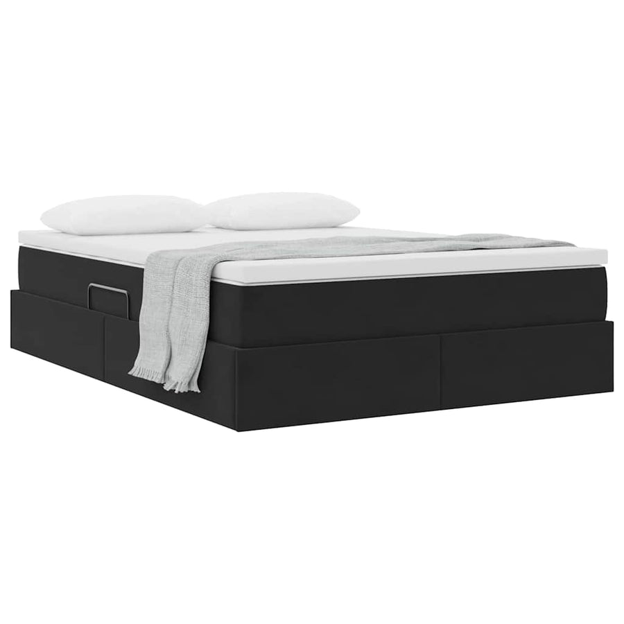 Opbergbed met matras met matras Zwart 140 x 200 cm Fluweel