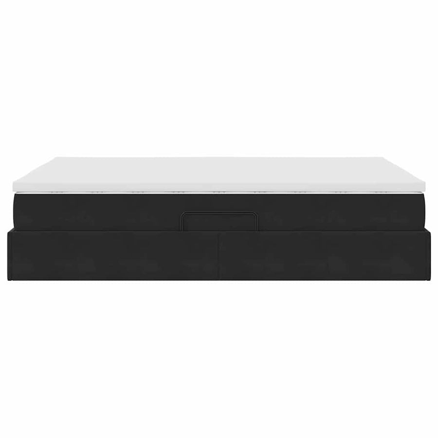 Opbergbed met matras met matras Zwart 140 x 200 cm Fluweel