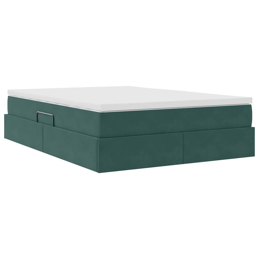 Opbergbed met matras Donkergroen 140 x 200 cm Fluweel