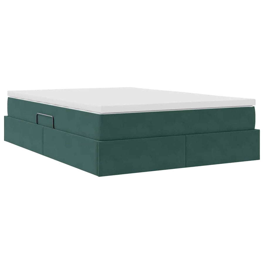 Opbergbed met matras Donkergroen 140 x 200 cm Fluweel