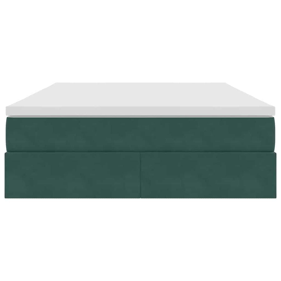 Opbergbed met matras Donkergroen 140 x 200 cm Fluweel