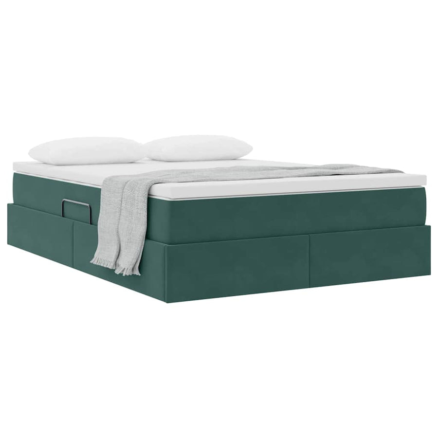 Opbergbed met matras Donkergroen 140 x 200 cm Fluweel