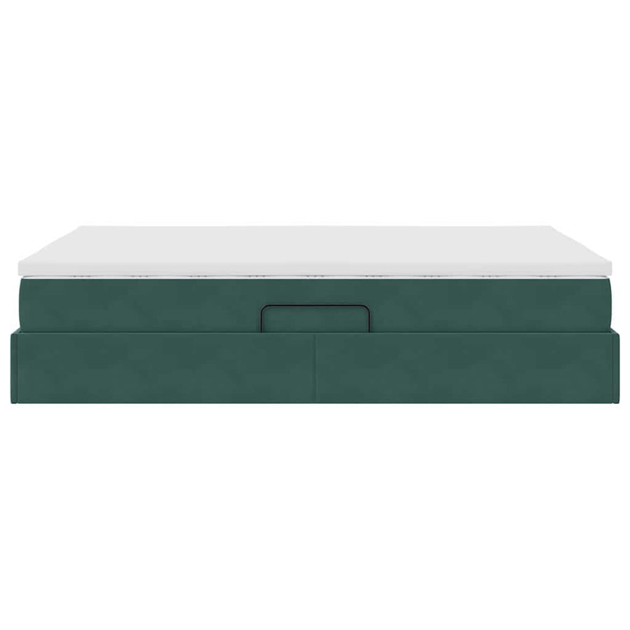 Opbergbed met matras Donkergroen 140 x 200 cm Fluweel