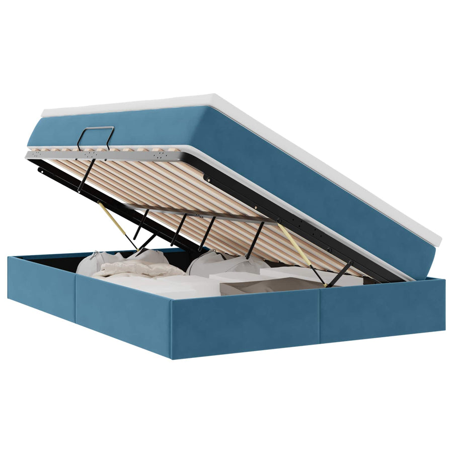 Opbergbed met matras Donkerblauw 140 x 200 cm Fluweel