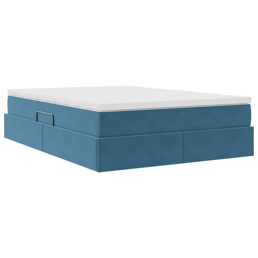 Opbergbed met matras Donkerblauw 140 x 200 cm Fluweel