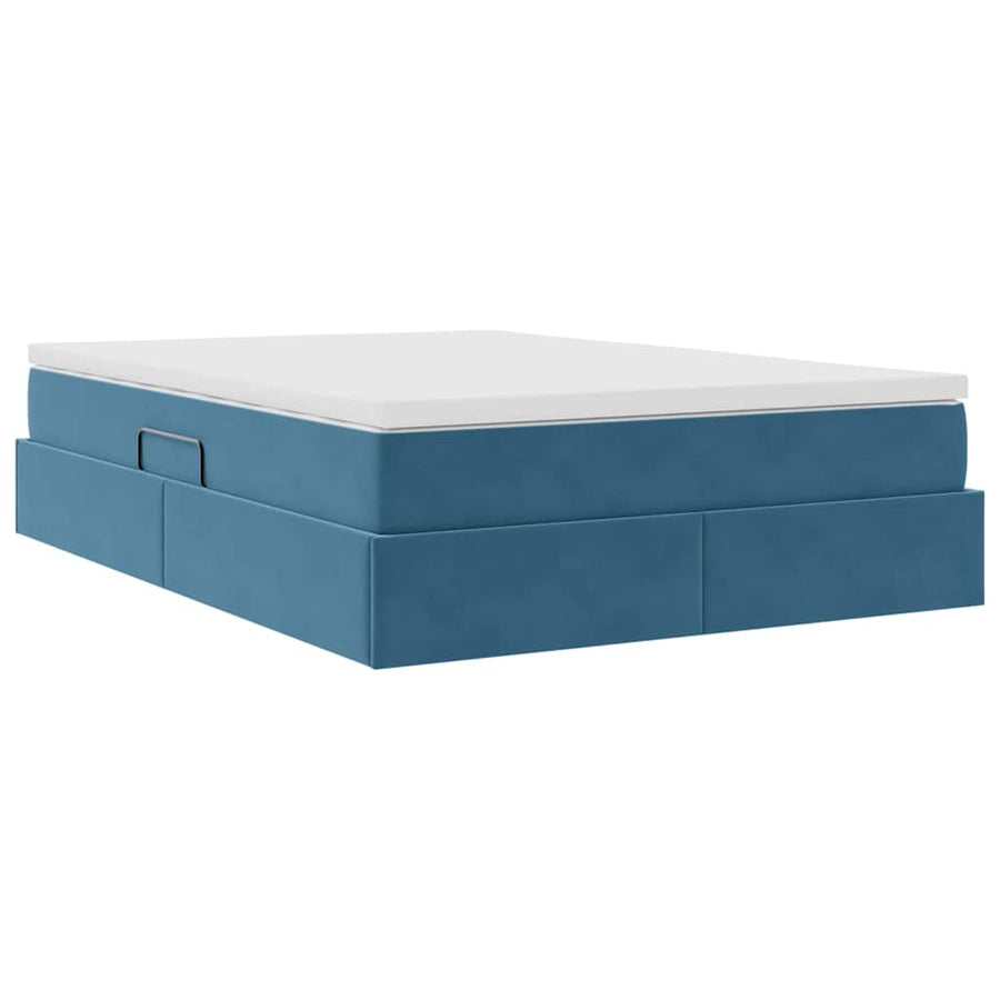 Opbergbed met matras Donkerblauw 140 x 200 cm Fluweel
