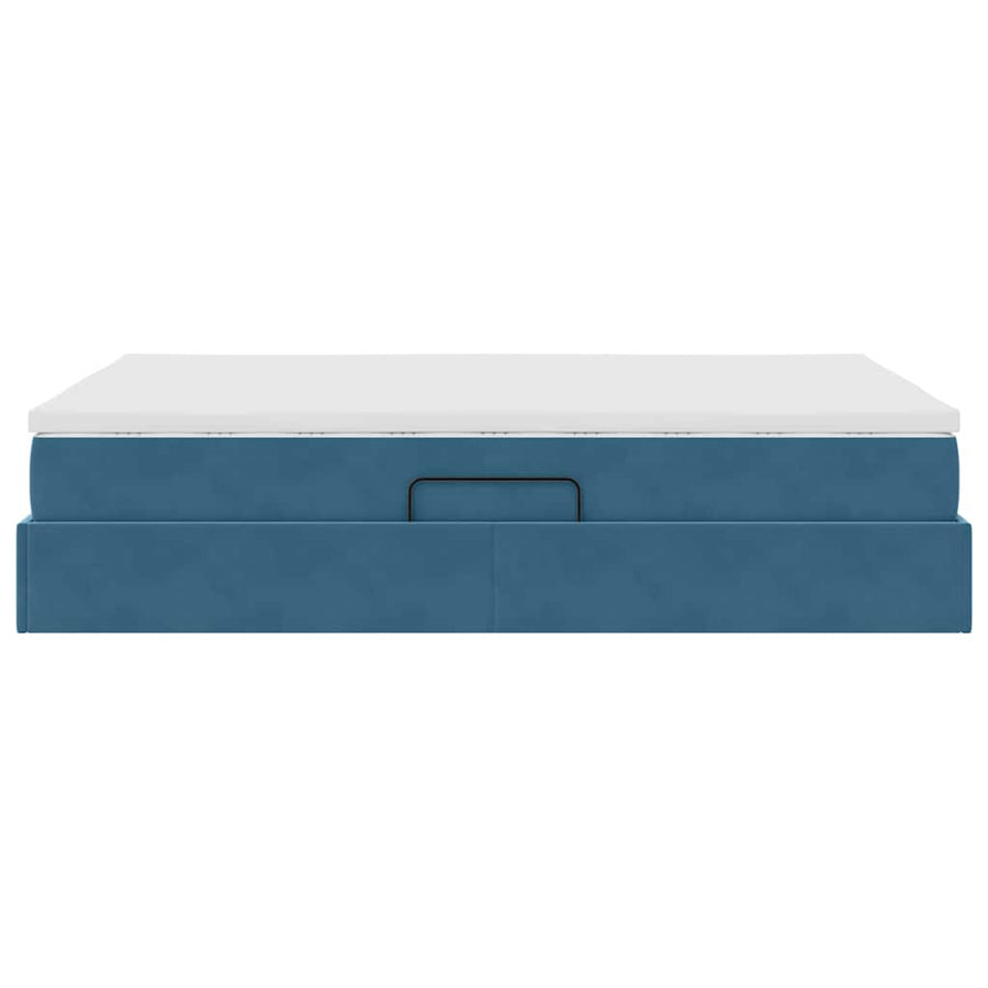 Opbergbed met matras Donkerblauw 140 x 200 cm Fluweel