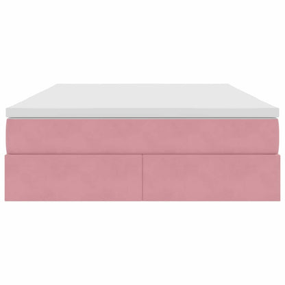 Opbergbed met matras met matras Roze 140 x 200 cm Fluweel