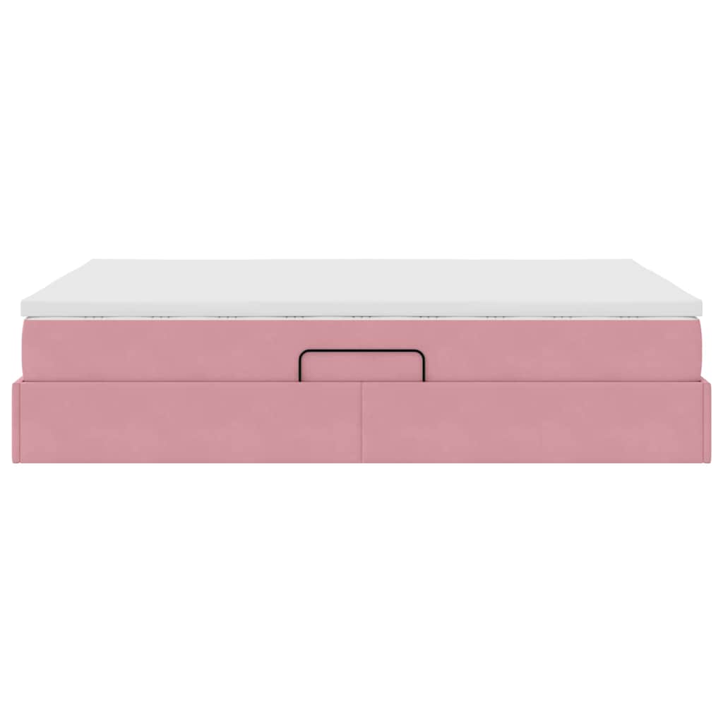 Opbergbed met matras met matras Roze 140 x 200 cm Fluweel