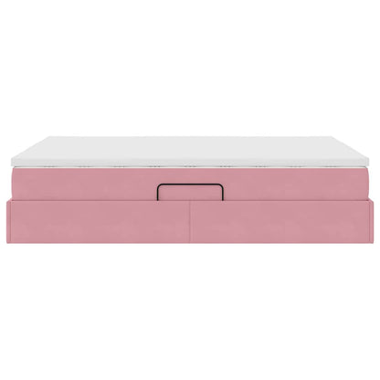 Opbergbed met matras met matras Roze 140 x 200 cm Fluweel