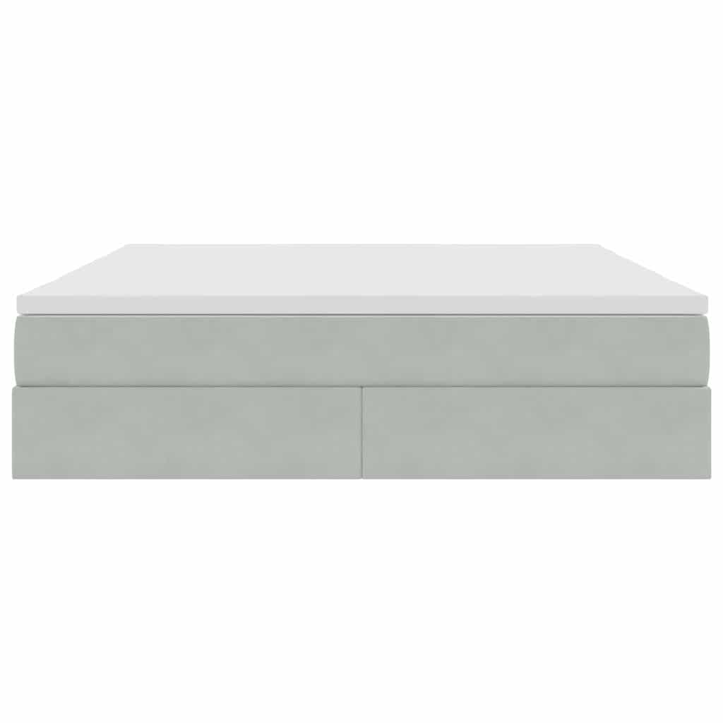 Opbergbed met matras met matras Lichtgrijs 160 x 200 cm Fluweel