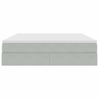 Opbergbed met matras met matras Lichtgrijs 160 x 200 cm Fluweel