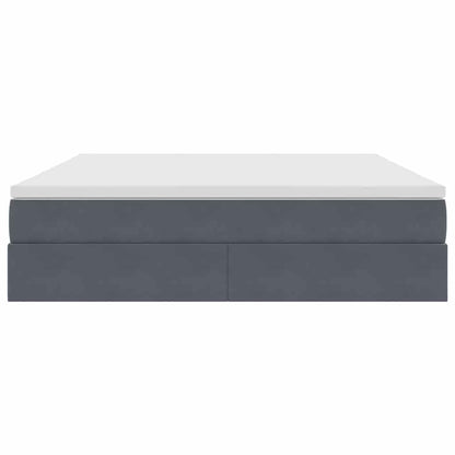 Opbergbed met matras Donkergrijs 160 x 200 cm Fluweel