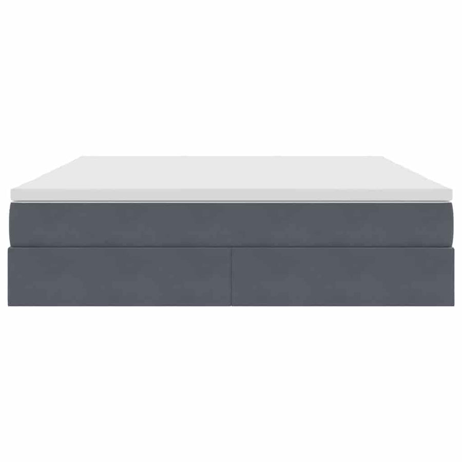 Opbergbed met matras Donkergrijs 160 x 200 cm Fluweel