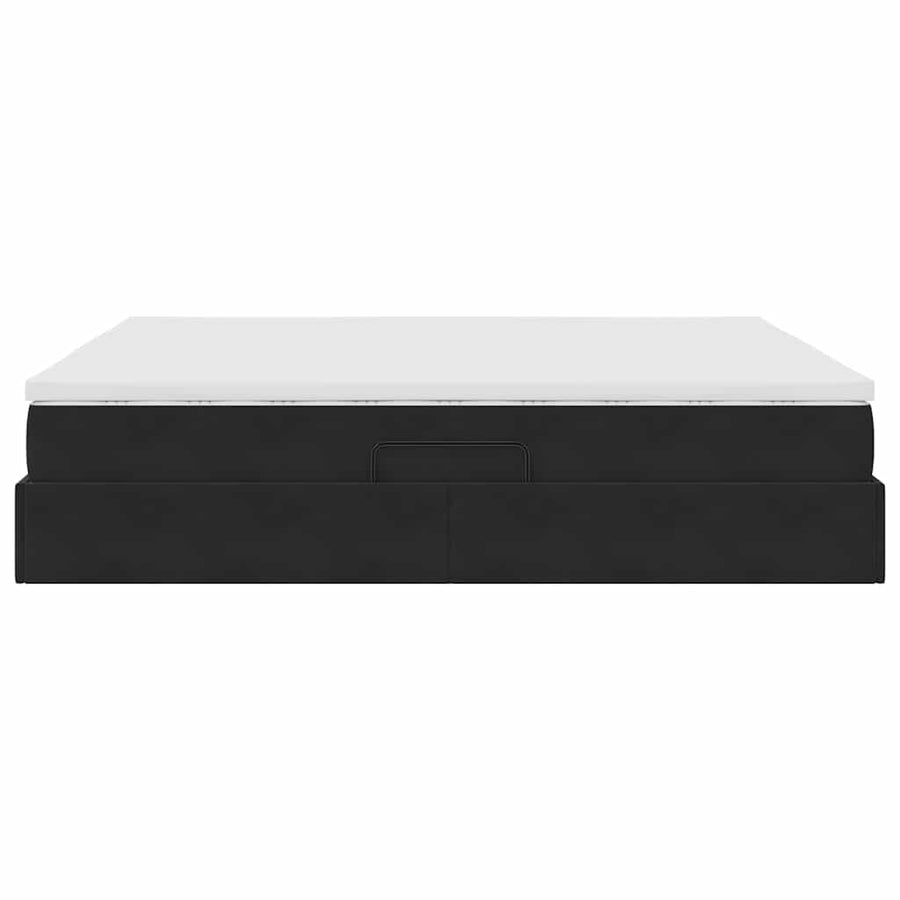 Opbergbed met matras met matras Zwart 160 x 200 cm Fluweel