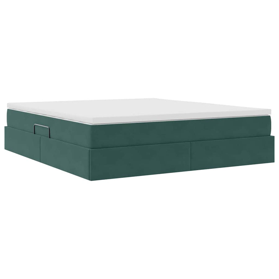 Opbergbed met matras Donkergroen 160 x 200 cm Fluweel