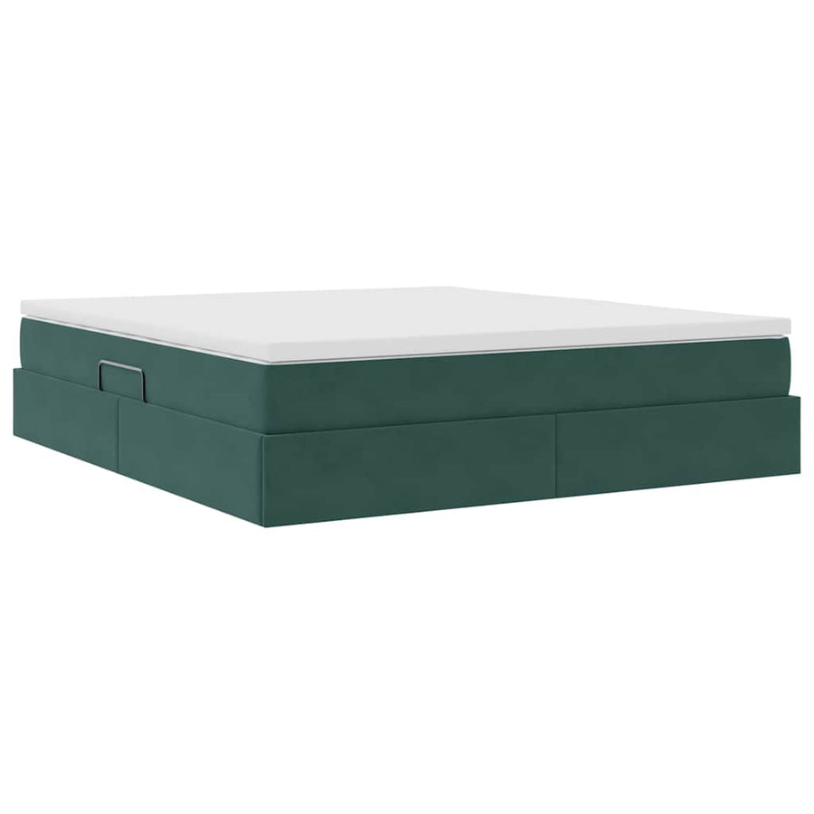 Opbergbed met matras Donkergroen 160 x 200 cm Fluweel