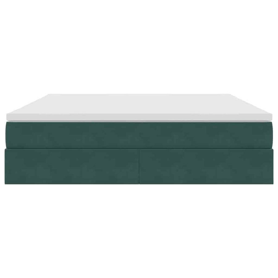 Opbergbed met matras Donkergroen 160 x 200 cm Fluweel