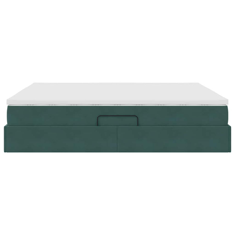 Opbergbed met matras Donkergroen 160 x 200 cm Fluweel