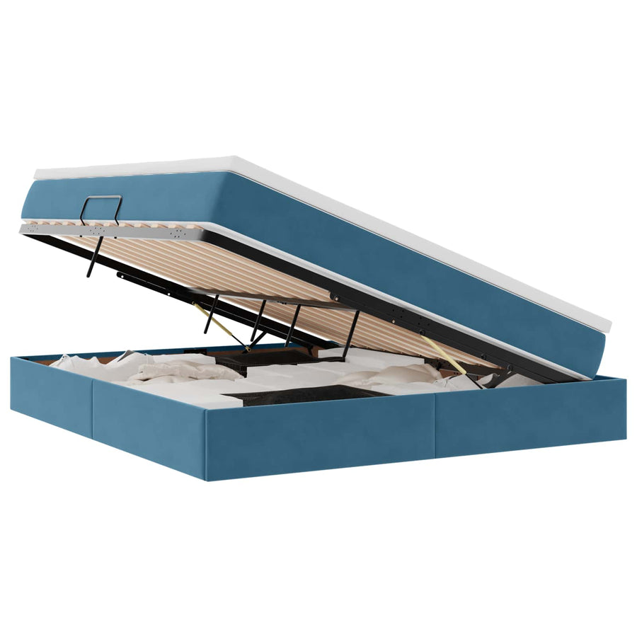 Opbergbed met matras Donkerblauw 160 x 200 cm Fluweel