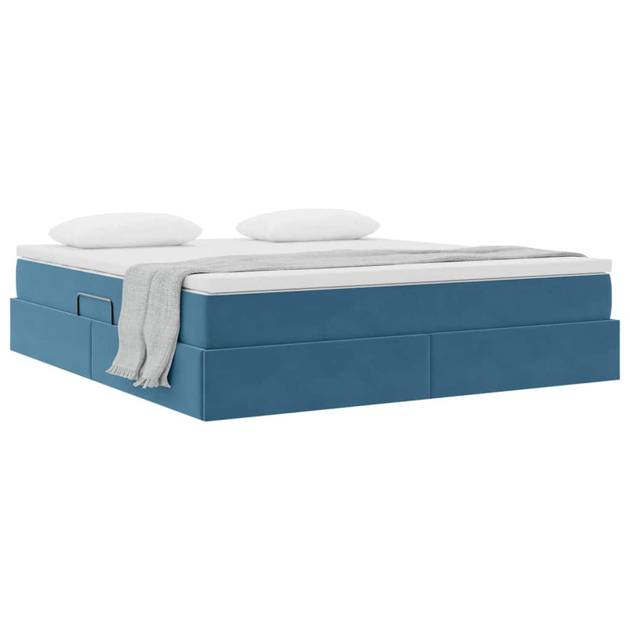 Opbergbed met matras Donkerblauw 160 x 200 cm Fluweel