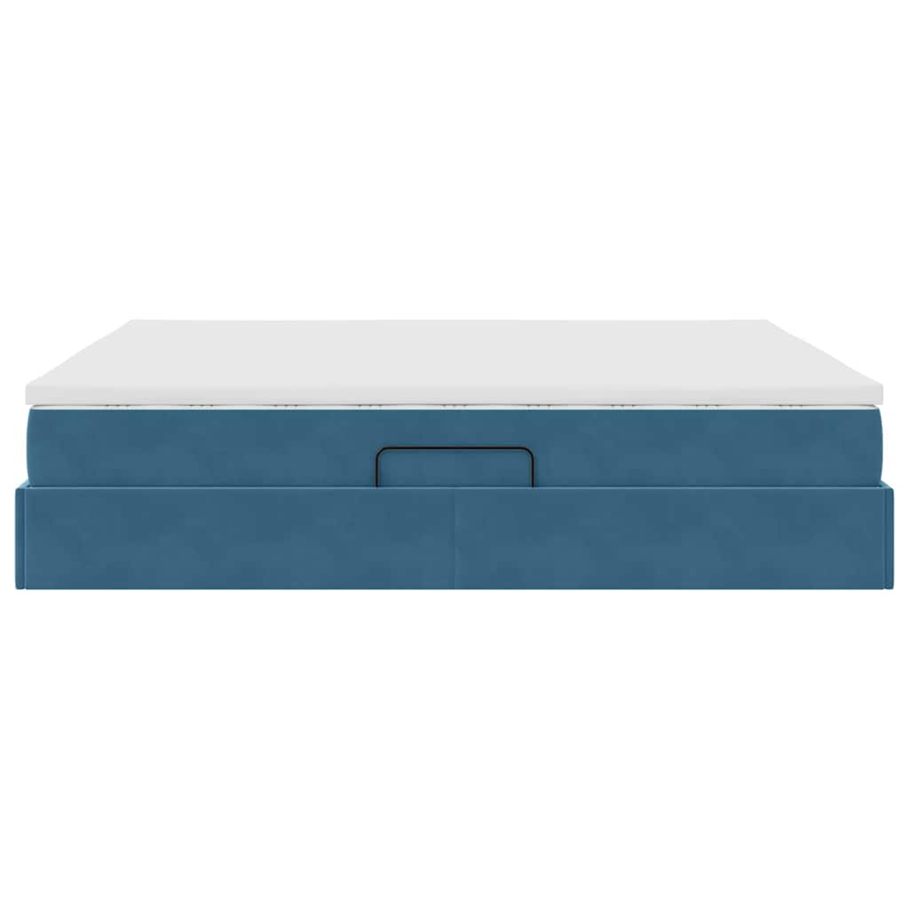 Opbergbed met matras Donkerblauw 160 x 200 cm Fluweel