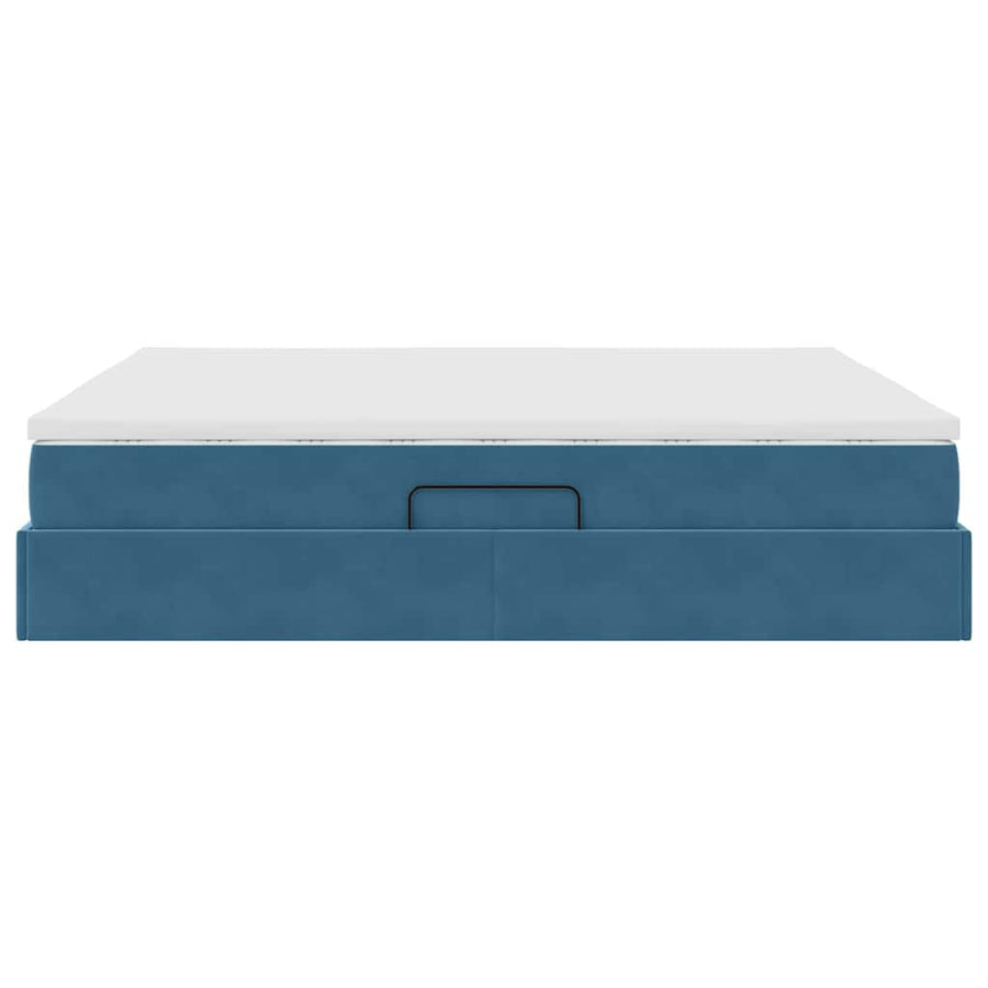 Opbergbed met matras Donkerblauw 160 x 200 cm Fluweel