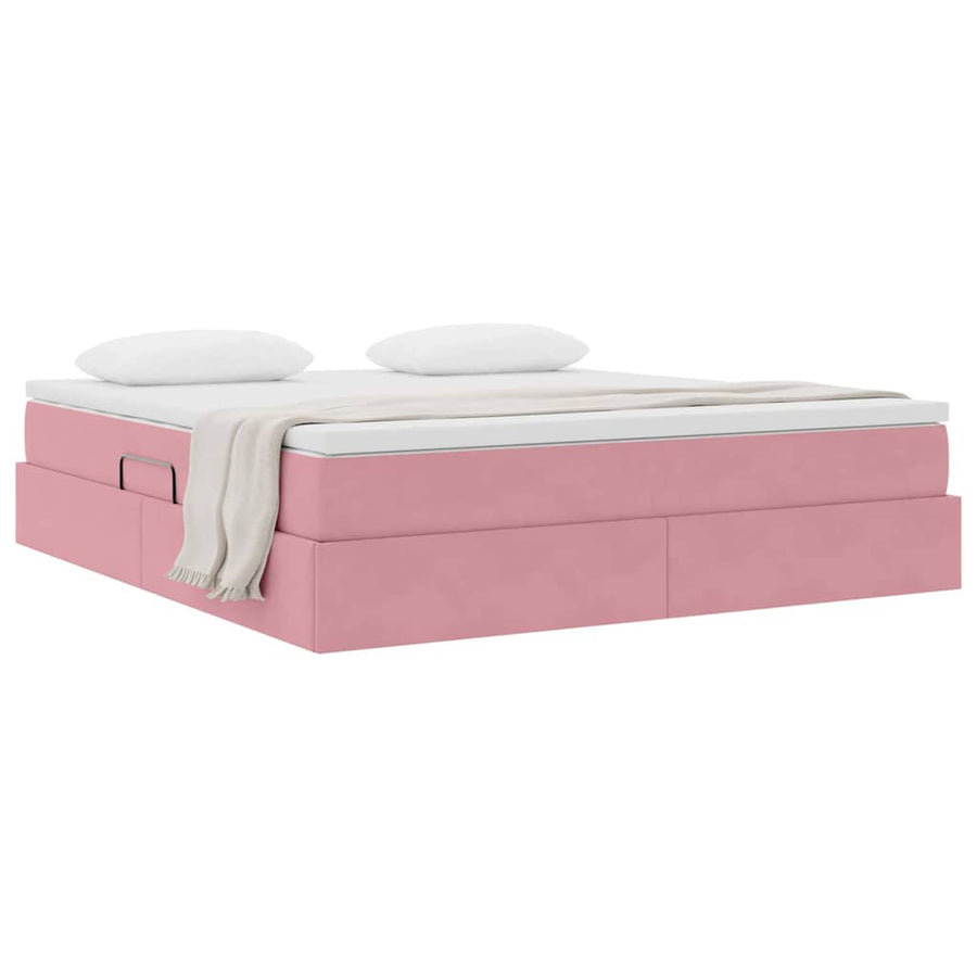 Opbergbed met matras met matras Roze 160 x 200 cm Fluweel