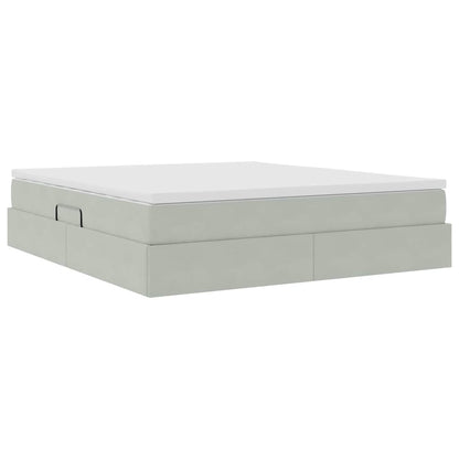 Opbergbed met matras met matras Lichtgrijs 180 x 200 cm Fluweel