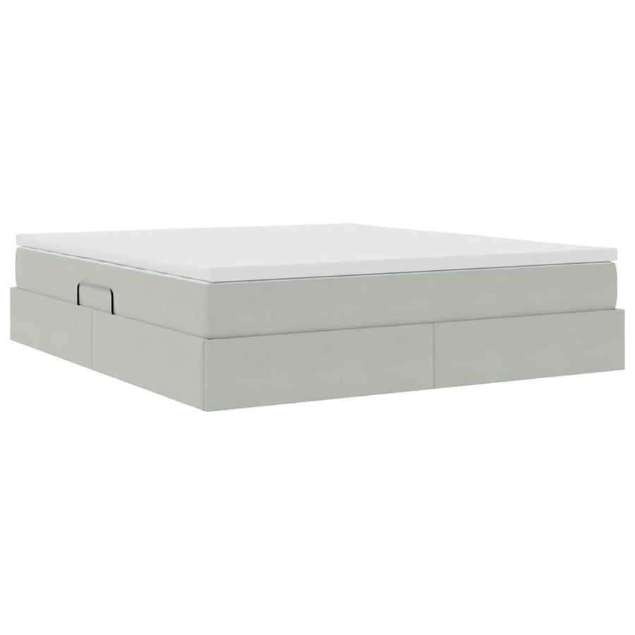 Opbergbed met matras met matras Lichtgrijs 180 x 200 cm Fluweel
