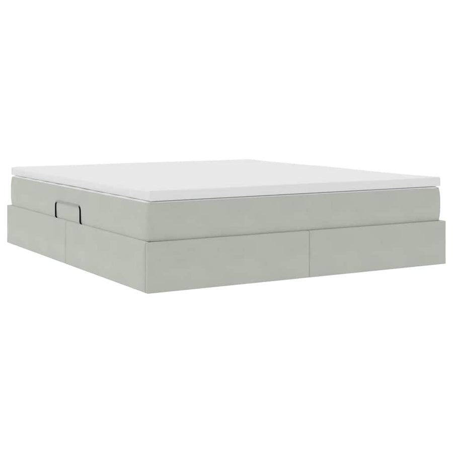 Opbergbed met matras met matras Lichtgrijs 180 x 200 cm Fluweel
