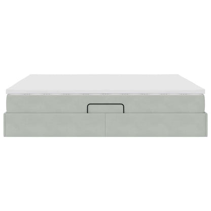 Opbergbed met matras met matras Lichtgrijs 180 x 200 cm Fluweel