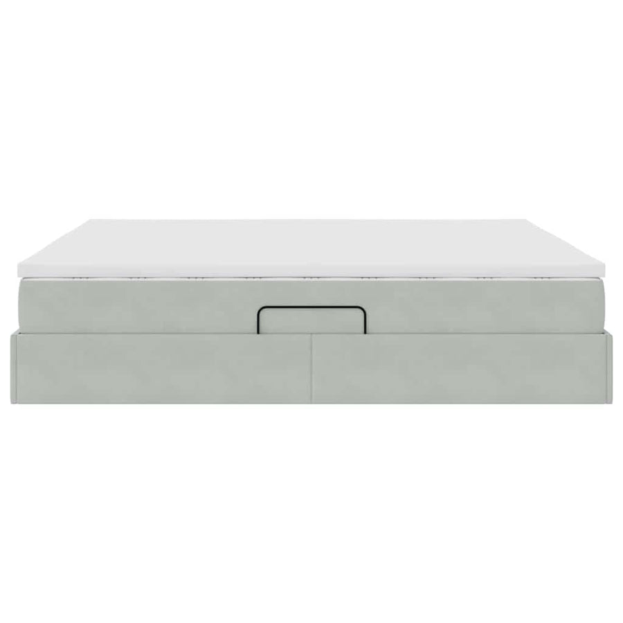 Opbergbed met matras met matras Lichtgrijs 180 x 200 cm Fluweel