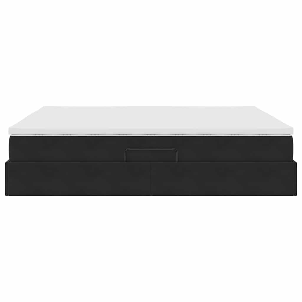 Opbergbed met matras met matras Zwart 180 x 200 cm Fluweel